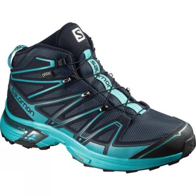 Botas Salomon X-Chase GTX Mid Mujer - Azules Oscuro - Chile KEF843295